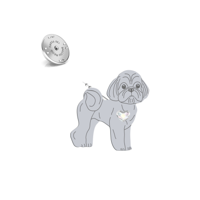 Silver Shih tzu pin with a heart - MEJK Jewellery