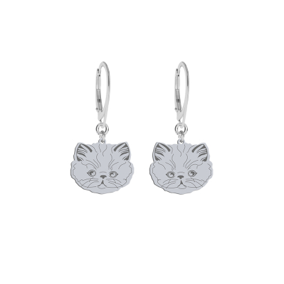 Silver Persian Cat earrings, FREE ENGRAVING - MEJK Jewellery