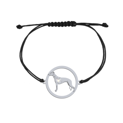 Silver Whippet string bracelet with a heart, FREE ENGRAVING - MEJK Jewellery