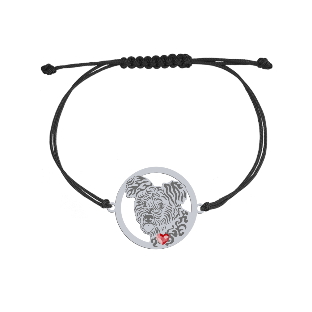Silver Pumi engraved string bracelet with a heart - MEJK Jewellery