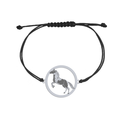 Bransoletka Koń American Paint Horse srebro sznurek GRAWER GRATIS - MEJK Jewellery