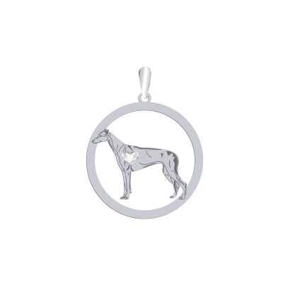 Zawieszka z sercem psem Greyhound srebro GRAWER GRATIS - MEJK Jewellery