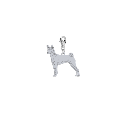 Charms z psem grawerem Basenji srebro - MEJK Jewellery