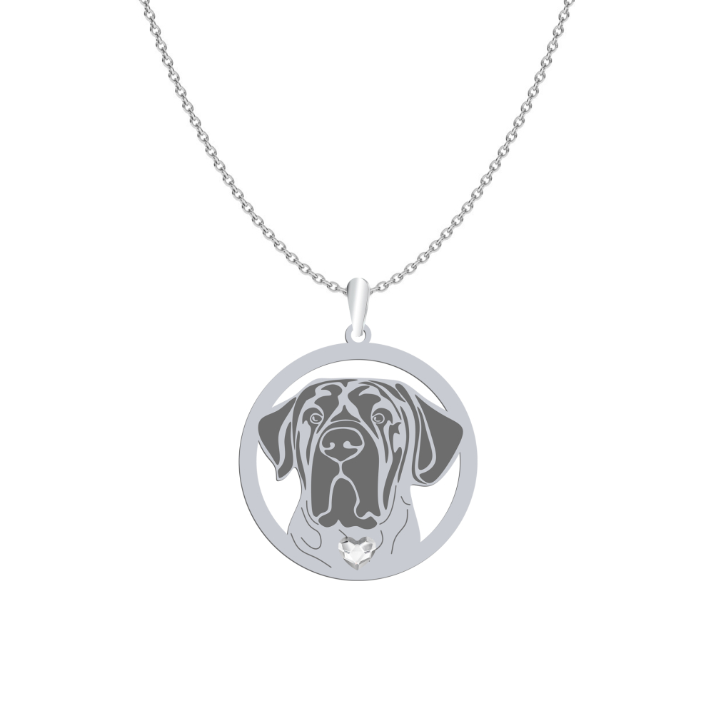 Naszyjnik z sercem psem Mastif Japoński srebro GRAWER GRATIS - MEJK Jewellery