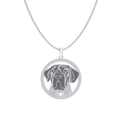 Silver Tosa Inu necklace with a heart, FREE ENGRAVING - MEJK Jewellery