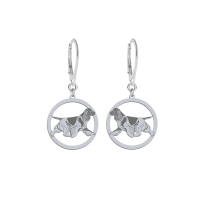 Silver English Cocker Spaniel earrings, FREE ENGRAVING - MEJK Jewellery