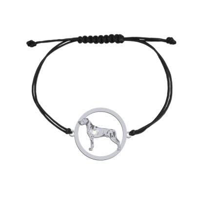 Silver Rhodesian Ridgeback string bracelet with a heart, FREE ENGRAVING - MEJK Jewellery