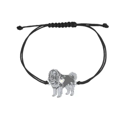Silver Caucasian Shepherd Dog string bracelet, FREE ENGRAVING - MEJK Jewellery