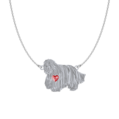 Silver Bergamasco Shepherd engraved necklace with a heart - MEJK Jewellery