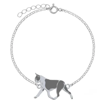 Silver Boston Terrier bracelet, FREE ENGRAVING - MEJK Jewellery