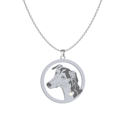 Silver Polish Greyhound necklace with a heart, FREE ENGRAVING - MEJK Jewellery