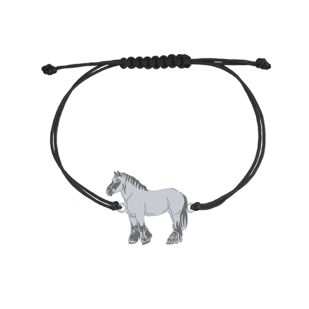 Bransoletka Koń Belgijski srebro sznurek GRAWER GRATIS - MEJK Jewellery