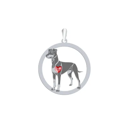Silver Manchester terrier engraved pendant with a heart - MEJK Jewellery