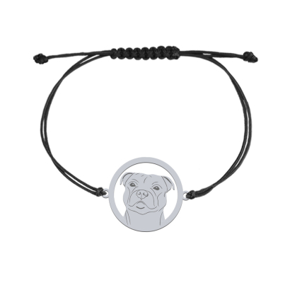Silver Staffordshire Bull Terrier string bracelet, FREE ENGRAVING - MEJK Jewellery
