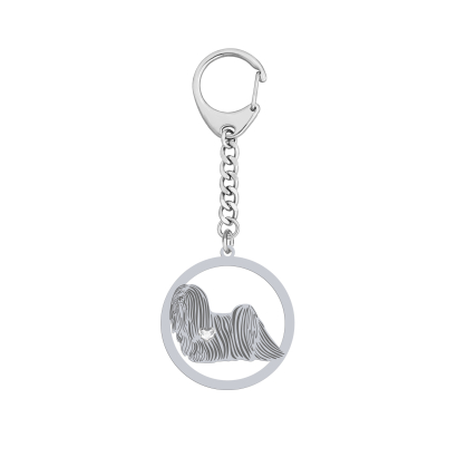 Silver Lhasa Apso keyring with a heart, FREE ENGRAVING - MEJK Jewellery