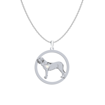 Silver Fila Brasileiro necklace with a heart, FREE ENGRAVING - MEJK Jewellery