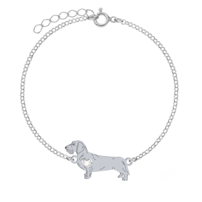 Silver Wirehaired dachshund engraved bracelet - MEJK Jewellery