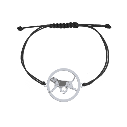 Silver Bloodhound engraved string bracelet - MEJK Jewellery