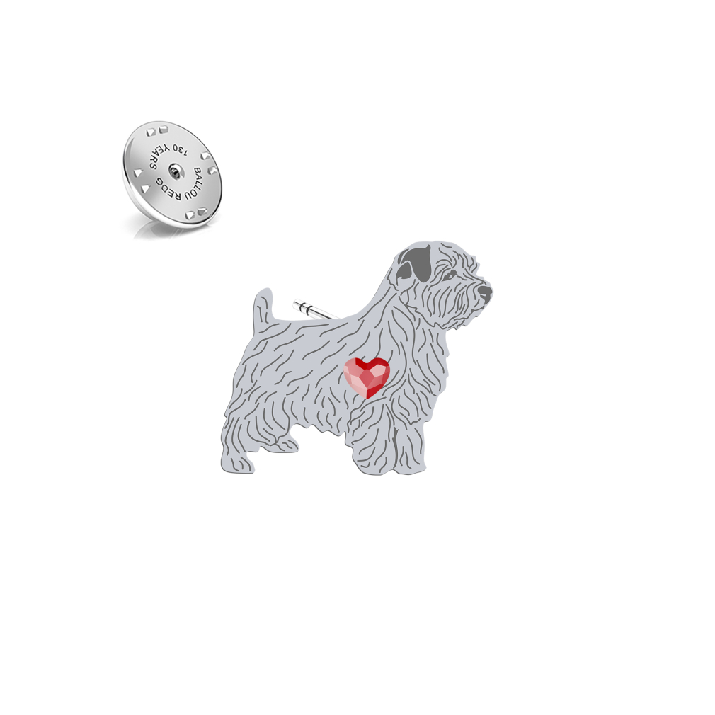 Wpinka z psem sercem Norfolk Terrier srebro - MEJK Jewellery