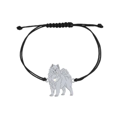 Silver Samoyed string bracelet with a heart, FREE ENGRAVING - MEJK Jewellery