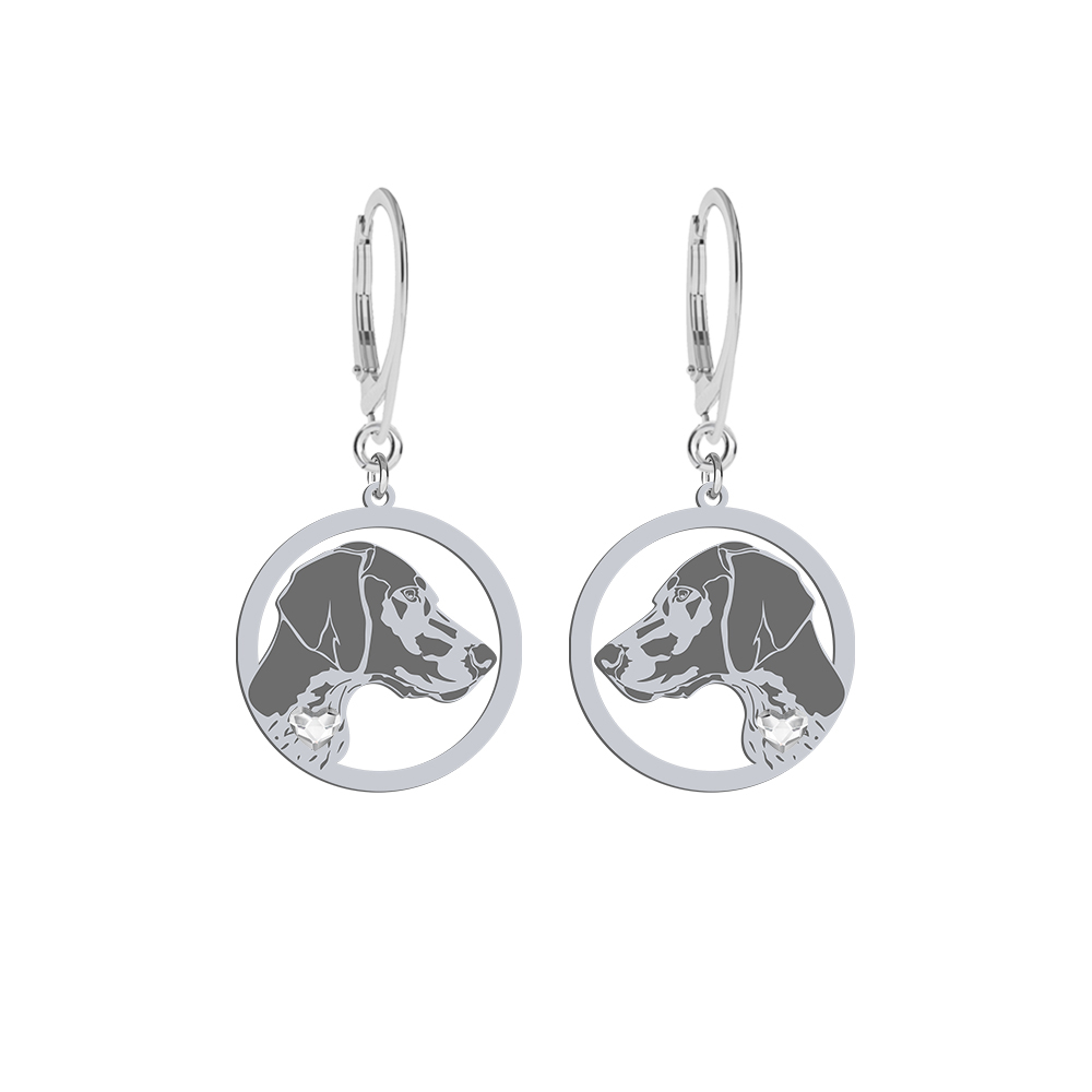 Silver German Shorthaired Pointer engraved earrings with a heart - MEJK Jewellery