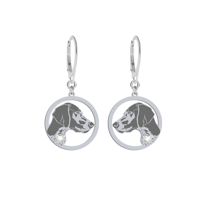 Silver German Shorthaired Pointer engraved earrings with a heart - MEJK Jewellery