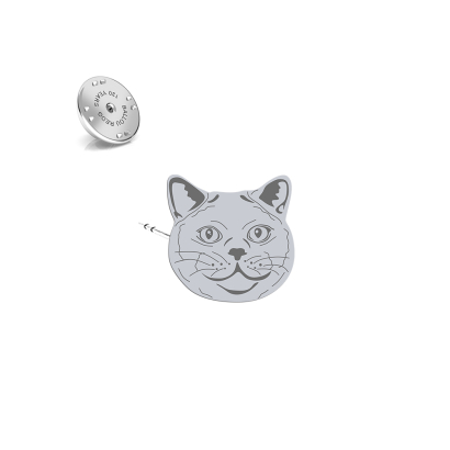 Silver British Shorthair Cat pin - MEJK Jewellery