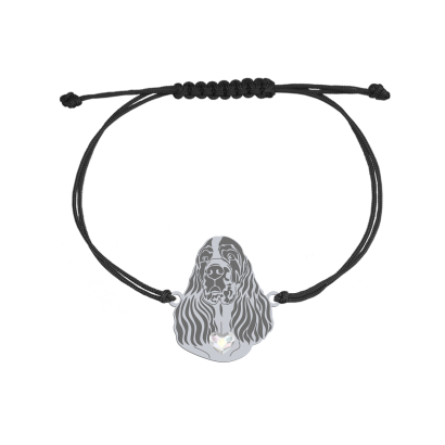 Bransoletka z psem English Springer Spaniel srebro sznurek GRAWER GRATIS - MEJK Jewellery