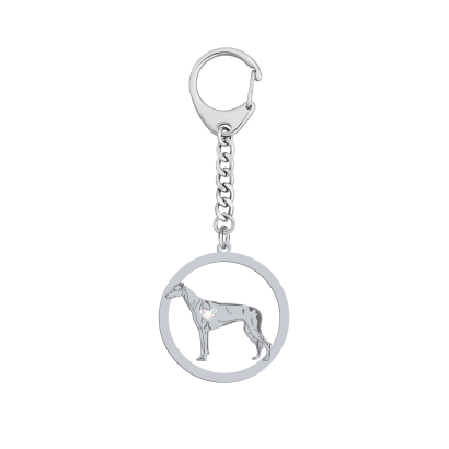 Brelok z sercem psem Greyhound srebro GRAWER GRATIS - MEJK Jewellery