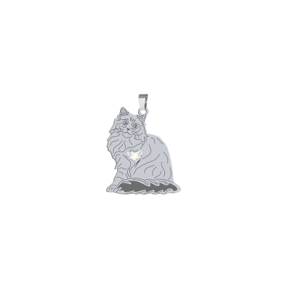 Silver Siberian Cat pendant, FREE ENGRAVING - MEJK Jewellery