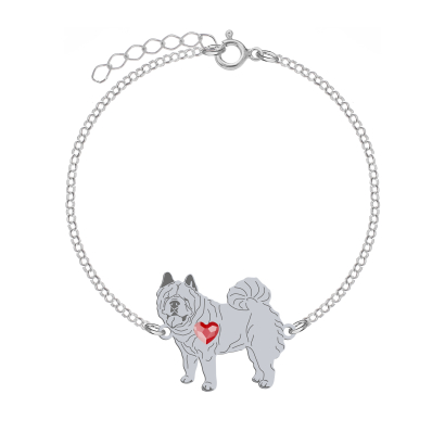 Silver Chow chow Soft engraved bracelet with a heart - MEJK Jewellery