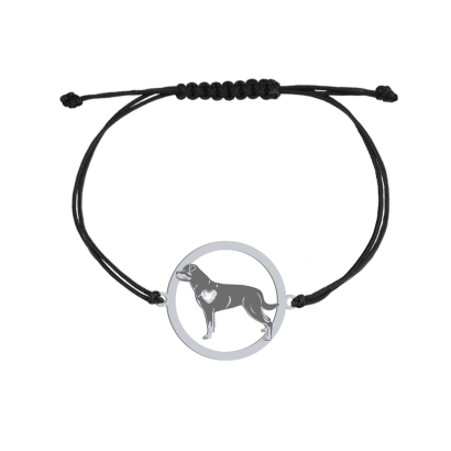 Silver Rottweiler string bracelet, FREE ENGRAVING - MEJK Jewellery