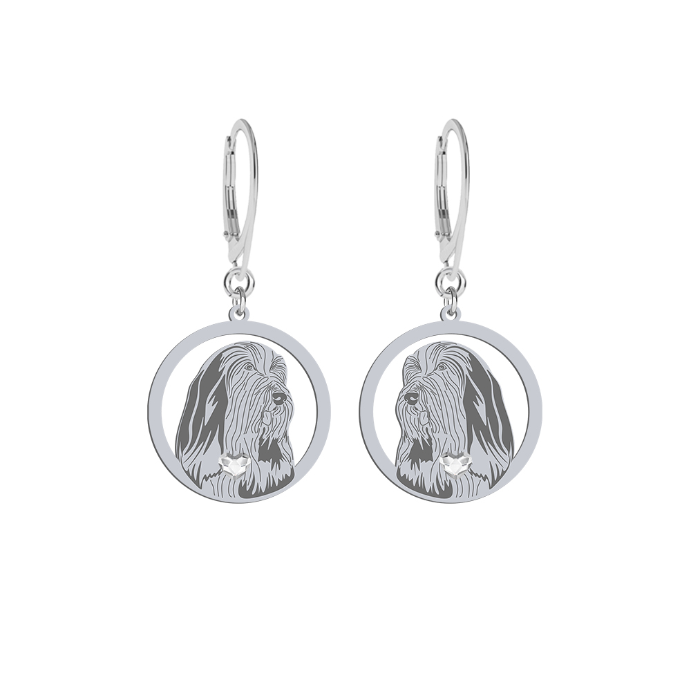 Silver Bearded Collie engraved earrings - MEJK Jewellery