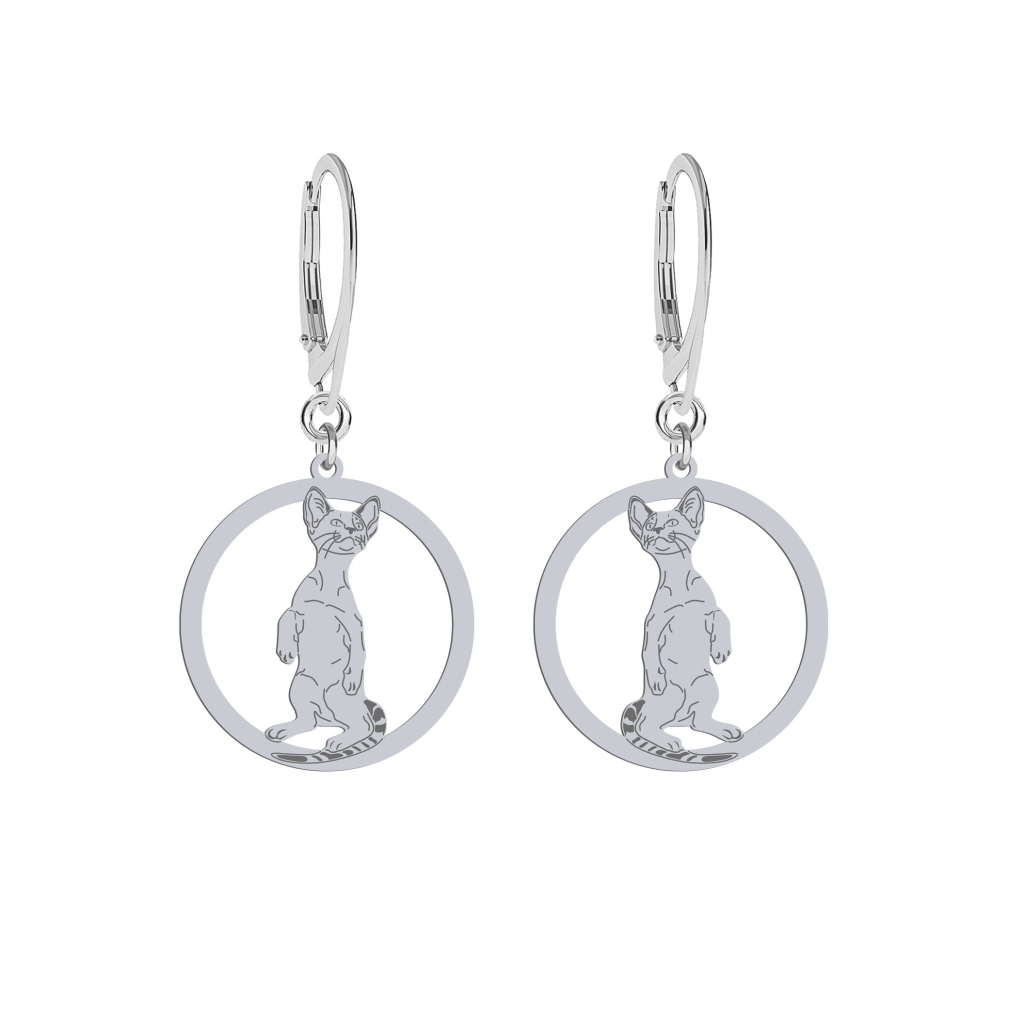 Silver Siamese Cat earrings, FREE ENGRAVING - MEJK Jewellery