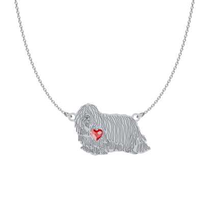Silver Komondor engraved necklace with a heart - MEJK Jewellery