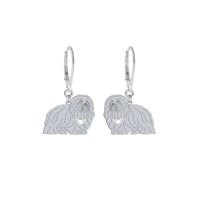 Silver Coton de Tulear earrings with a heart, FREE ENGRAVING - MEJK Jewellery