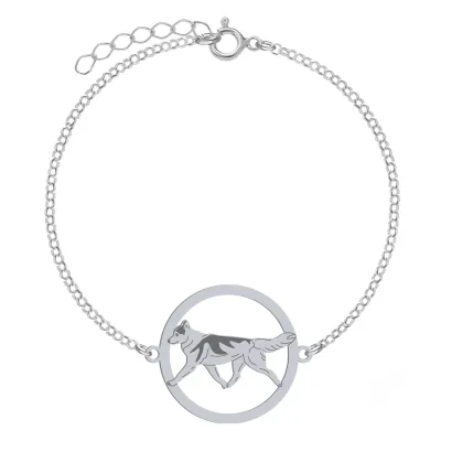 Silver Siberian Husky bracelet, FREE ENGRAVING - MEJK Jewellery