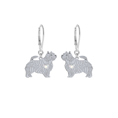 Silver Norwich Terrier earrings with a heart, FREE ENGRAVING - MEJK Jewellery