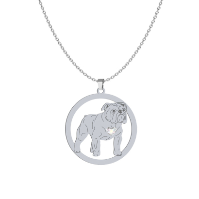 Silver English Bulldog engraved necklace - MEJK Jewellery