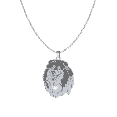 Silver Collie necklace with a heart, FREE ENGRAVING - MEJK Jewellery