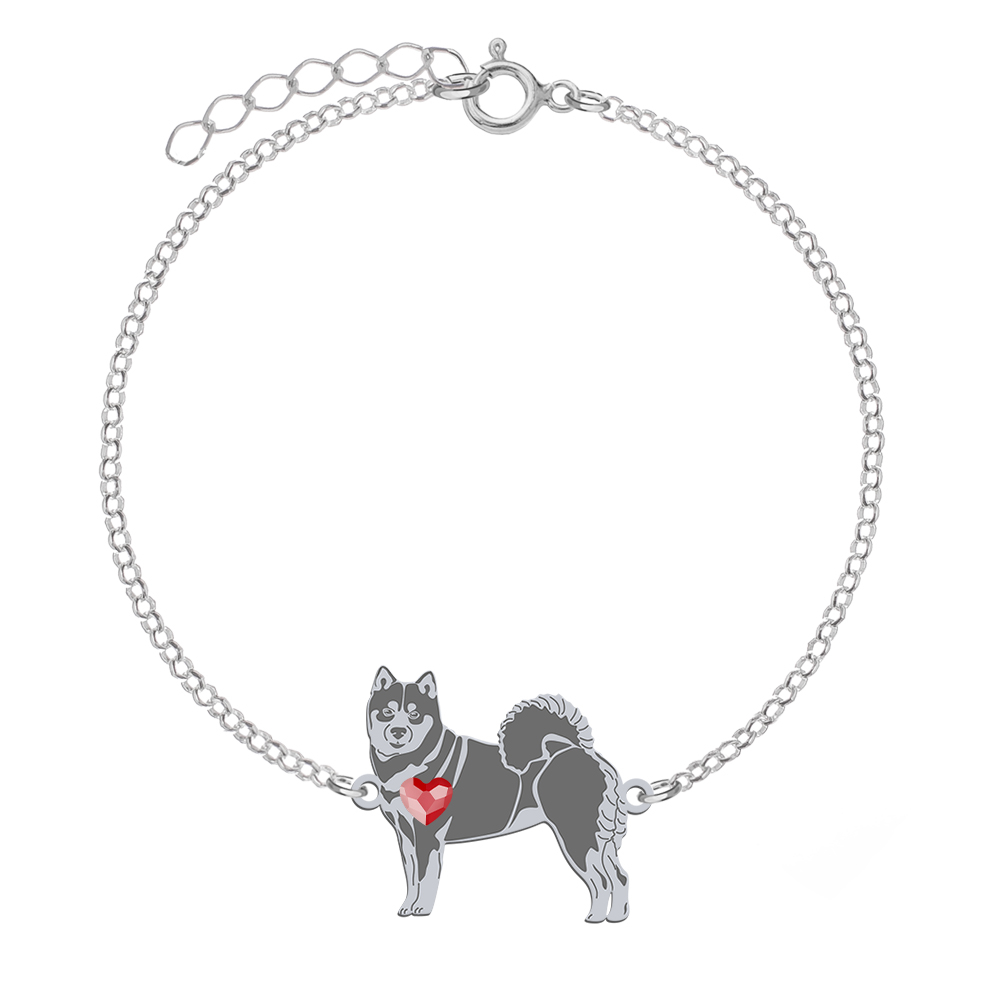Silver Shiba-inu bracelet with a heart, FREE ENGRAVING - MEJK Jewellery