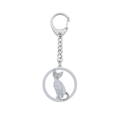 Silver Siamese Cat keyring, FREE ENGRAVING - MEJK Jewellery