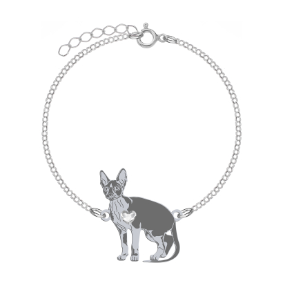 Silver Cornish Rex Cat bracelet, FREE ENGRAVING - MEJK Jewellery