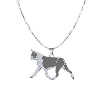 Naszyjnik z psem Boston Terrier srebro GRAWER GRATIS - MEJK Jewellery