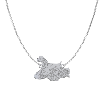 Silver American Cocker Spaniel engraved necklace - MEJK Jewellery