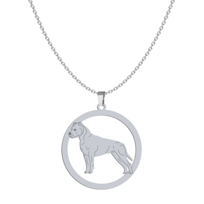 Silver American Staffordshire Terrier-Amstaff engraved necklace - MEJK Jewellery