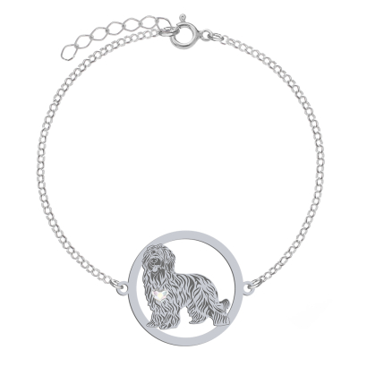 Silver Briard bracelet with a heart, FREE ENGRAVING - MEJK Jewellery