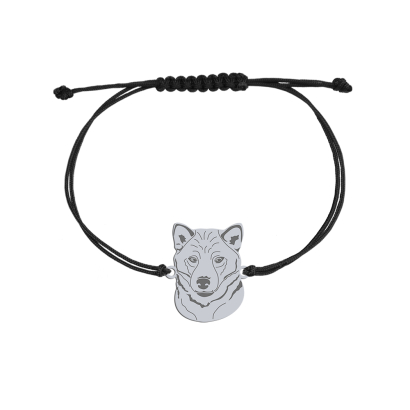 Bransoletka z psem Shiba-inu srebro sznurek GRAWER GRATIS - MEJK Jewellery
