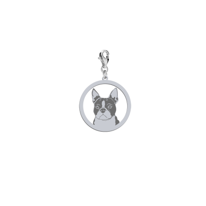 Charms z psem Boston Terrier srebro GRAWER GRATIS - MEJK Jewellery