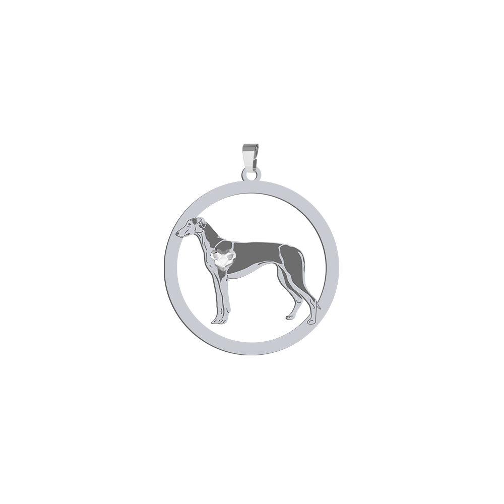 Silver Polish Greyhound engraved pendant with a heart - MEJK Jewellery
